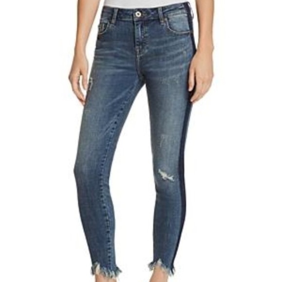 PISTOLA Audrey Sidestripe Distressed Raw Hem Jeans - Picture 1 of 11